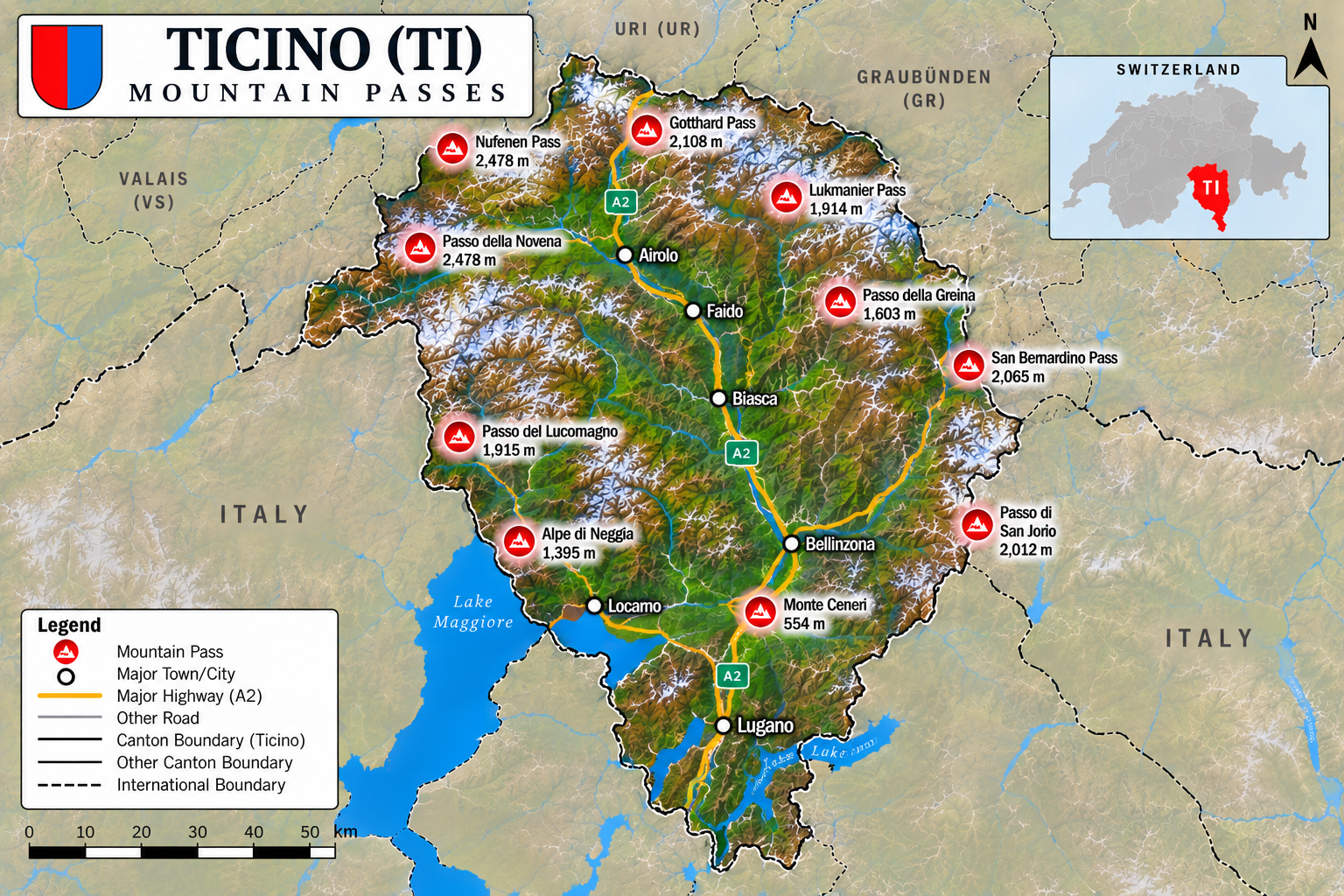 Ticino (Swiss Italian Alps) Map